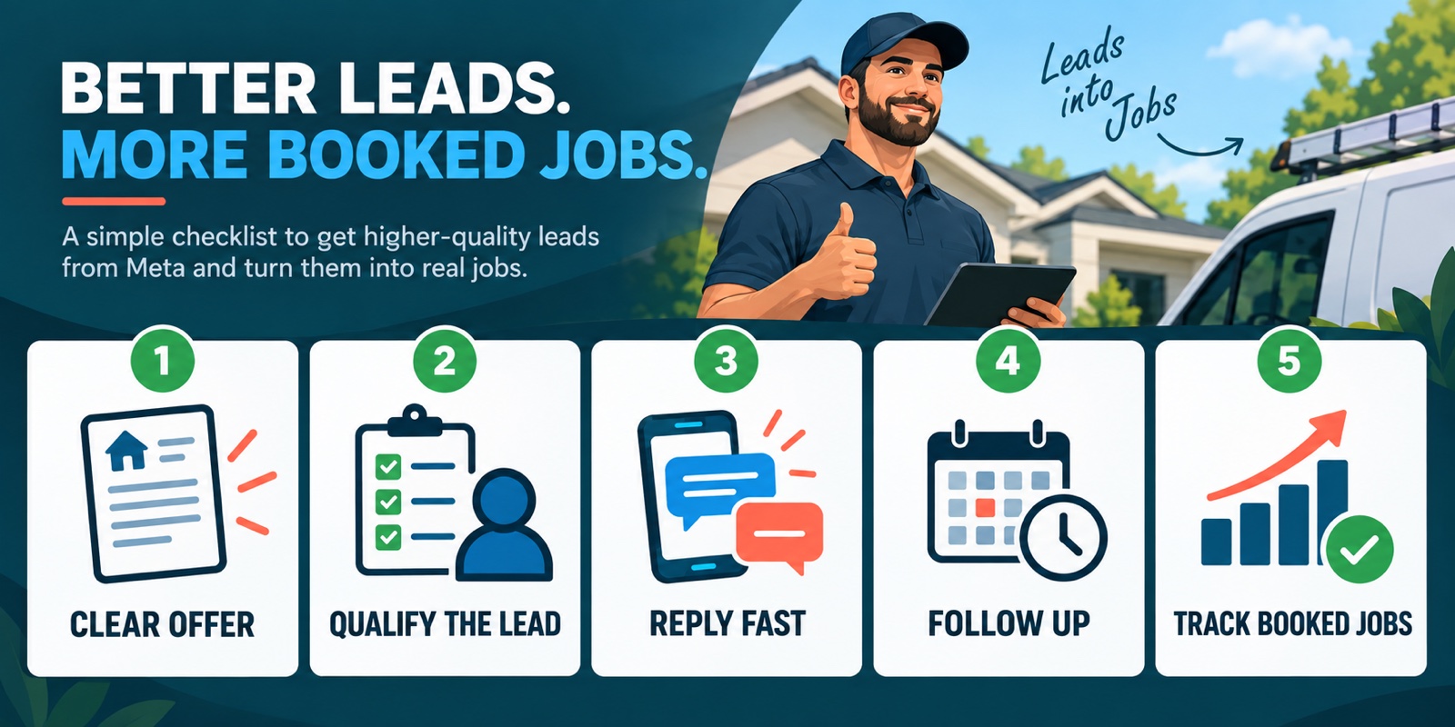 Five-step checklist for turning Meta leads into booked home service jobs